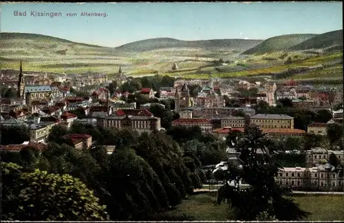 Ak Bad Kissingen Unterfranken, Blick vom Altenberg auf die Stadt