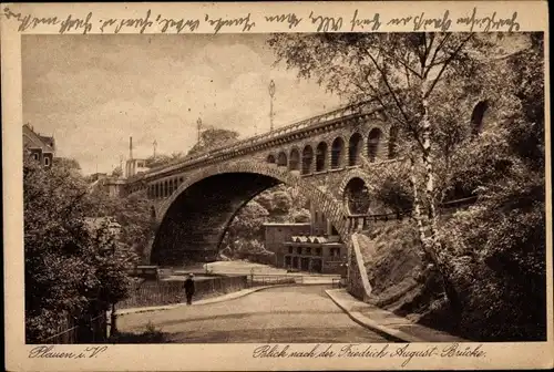 Ak Plauen im Vogtland, Blick nach der Friedrich August Brücke