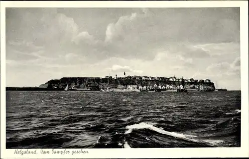 Ak Nordseeinsel Helgoland, Panorama von See aus