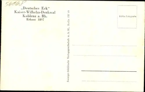 Ak Koblenz am Rhein, Deutsches Eck, Kaiser Wilhelm Denkmal