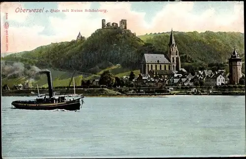 Ak Oberwesel in Rheinland Pfalz, Ruine Schünbrunn