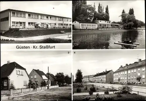 Ak Güsten in Anhalt, Kinderkrippe, Strandbad, Ratswiesen, Wohngebiet Neues Leben