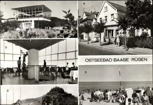 Ak Ostseebad Baabe auf Rügen, HO-Gaststätte Inselparadies, Moritzburg, Erholungsheim Mathias Thesen