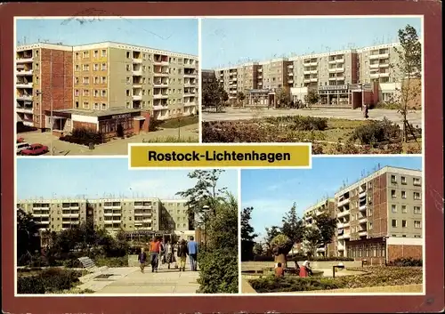 Ak Lichtenhagen Hansestadt Rostock, Gaststätte "Weidenkrug", Fußgängerboulevard, Am Bauernbrunnen