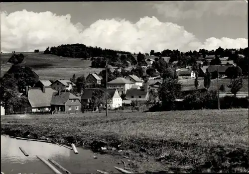 Ak Schönfeld Dippoldiswalde im Osterzgebirge, Blick zum Ort, Wohnhäuser