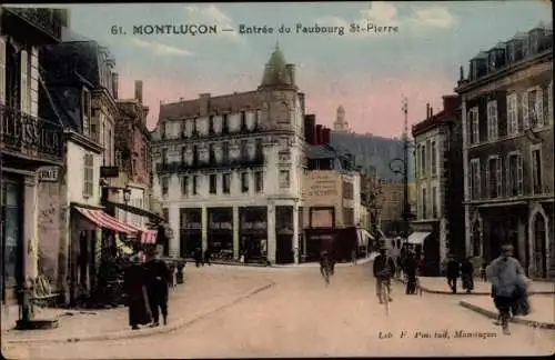 Ak Montluçon Allier, Entree du Faubourg Saint Pierre