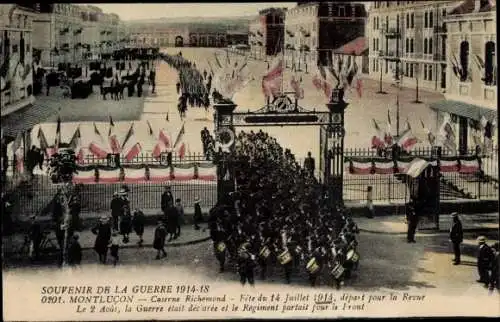 Ak Montluçon Allier, Caserne Richemond, Fete du 14 Juillet 1914