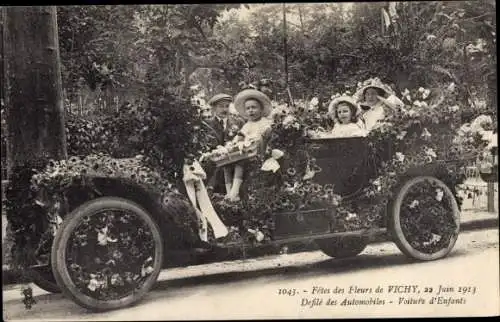 Ak Vichy Allier, Fetes des Fleurs 1913, Defile des Automobiles