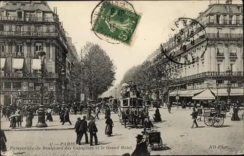 Ak Paris II. Arrondissement Bourse, Le Boulevard des Capucines, Le Grand Hotel