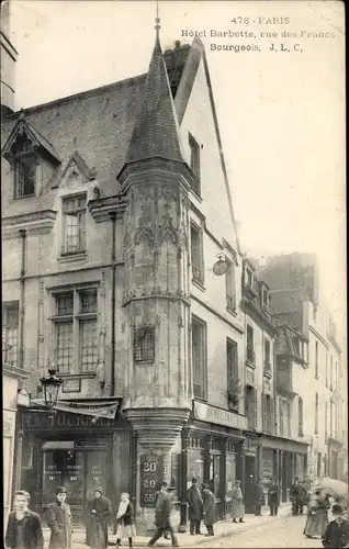 Ak Paris III. Arrondissement Temple, Hotel Barbette, Rue des Frances