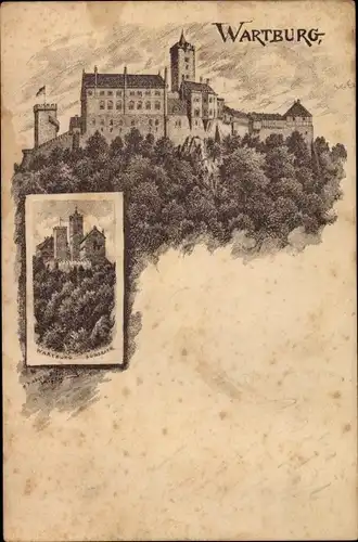 Vorläufer Künstler Sperling, Litho Lutherstadt Eisenach in Thüringen, Wartburg