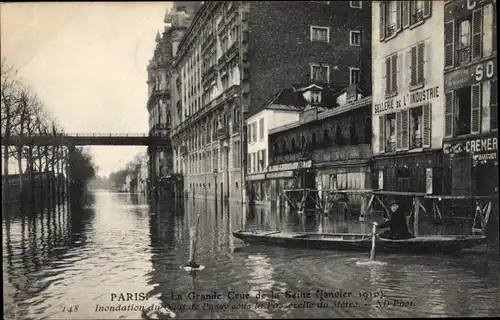 Ak Paris XVI. Arrondissement Passy, La Grande Crue de la Seine, Inondation du Quai de Passy