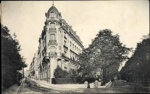 Ak Paris XVI. Arrondissement Passy, Rue Decamps, Avenue Henri Martin