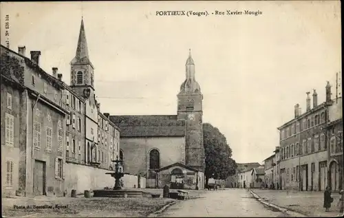 Ak Portieux Vosges, Rue Xavier Mougin