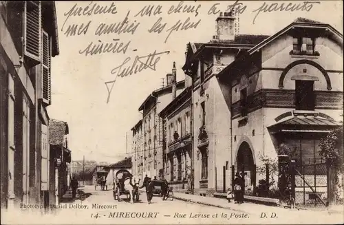 Ak Mirecourt Lothringen Vosges, Rue Lerise, La Poste