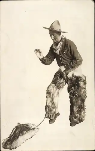 Foto Ak Cowboy, Wild West Schauspiel, Fotomontage