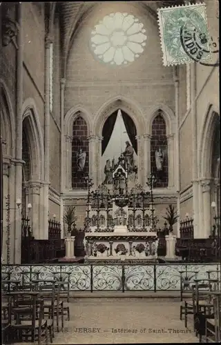 Ak Jersey Kanalinseln, Interieur of Saint Thomas, Kirche, Innenansicht