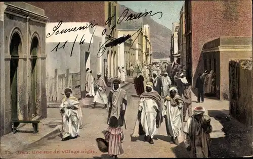 Ak Oran Algerien, Une rue du village negre