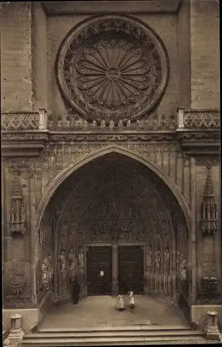 Ak Fribourg Freiburg Stadt Schweiz, Portail de la Cathédrale