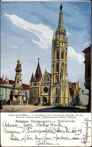 Ak Budapest Ungarn, Mátyástemplom, Mathiaskirche