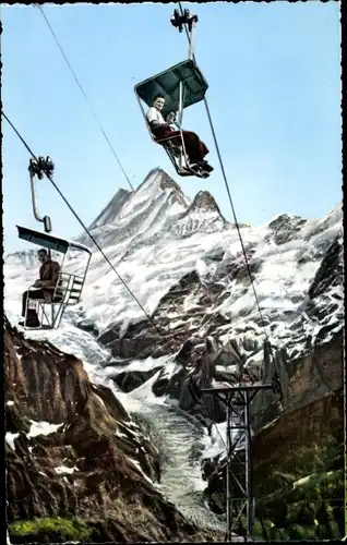 Ak Grindelwald Kanton Bern,First-Bahn, Schreckhörner und Oberer Gletscher