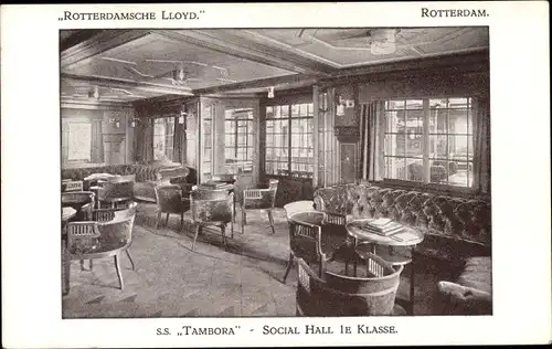 Ak Koninklijke Rotterdamsche Lloyd, KRL, S.S. Tambora, Social Hall 1e Klasse