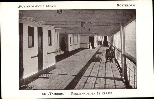 Ak Koninklijke Rotterdamsche Lloyd, KRL, S.S. Tambora, Promenadedek 1e Klasse