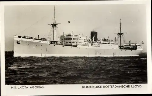 Ak Dampfschiff MS Kota Agoeng, Koninklijke Rotterdamsche Lloyd