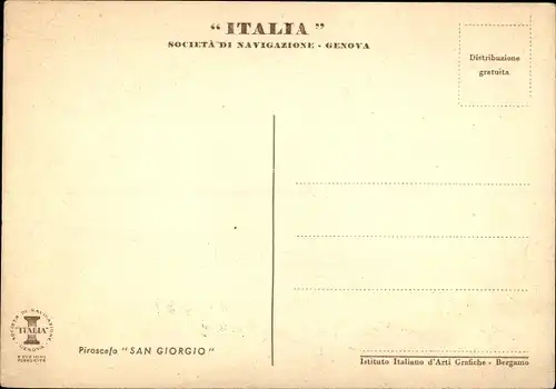 Ak Piroscafo San Giorgio, Italia Società di Navigazione, Passagierdampfer