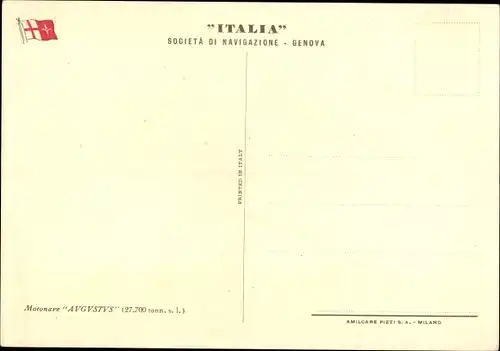 Ak Motonave Augustus, Passagierdampfer Italia Società di Navigazione