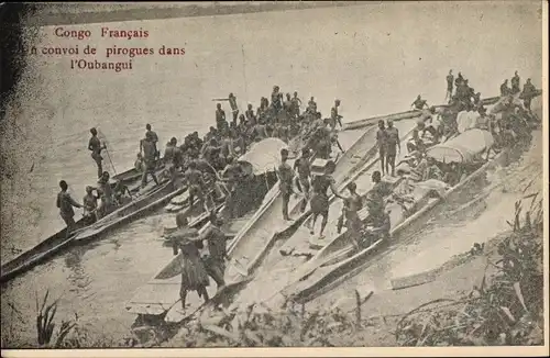 Ak Oubanghi Französisch Kongo, Convoi de pirogues