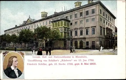 Ak Mannheim in Baden, Großherzogl. Hof- und Nationaltheater, Portrait Friedrich Schiller