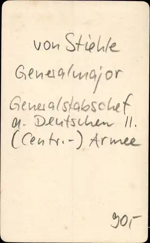 CdV Generalmajor von Stiehle, Generalstabschef der Deutschen II. Centr. Armee