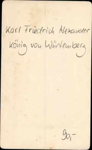 CdV Karl Friedrich Alexander König von Württemberg, Portrait