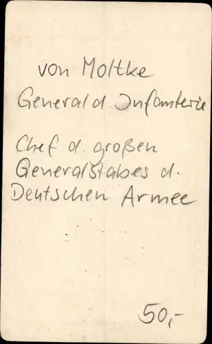 CdV General der Infanterie von Moltke, Chef des großen Generalstabes der Deutschen Armee