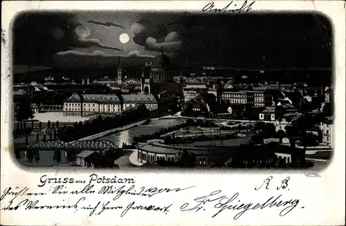 Mondschein Litho Potsdam, Stadtpanorama