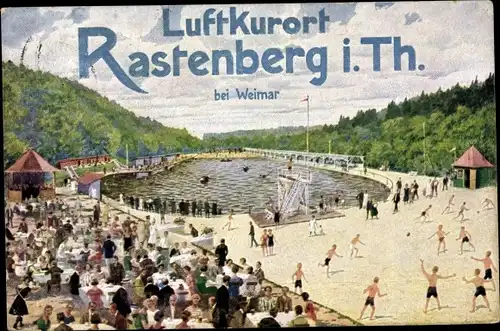 Künstler Ak Rastenberg in Thüringen, Schwimmbad