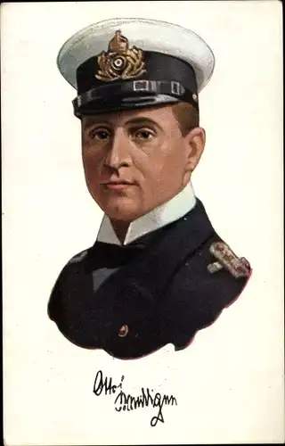 Künstler Ak Otto Weddigen, Marineoffizier, Kapitänleutnant