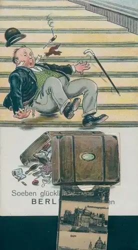 Leporello Ak Berlin, Reichstagsgebäude, Dom, glücklich angekommen