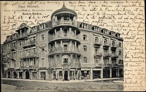 Ak Baden Baden am Schwarzwald, Haus Reichert, Geschäfte