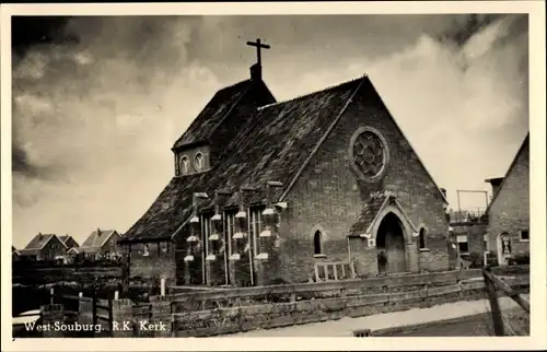 Ak West Souburg Zeeland, R. K. Kerk