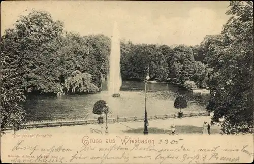 Ak Wiesbaden in Hessen, Die große Fontaine