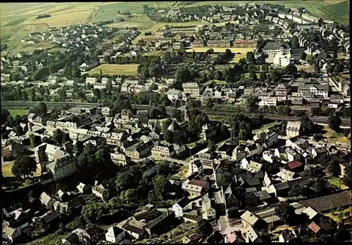 Ak Oberkotzau an der Saale, Ortsmitte, Südteil, Luftaufnahme