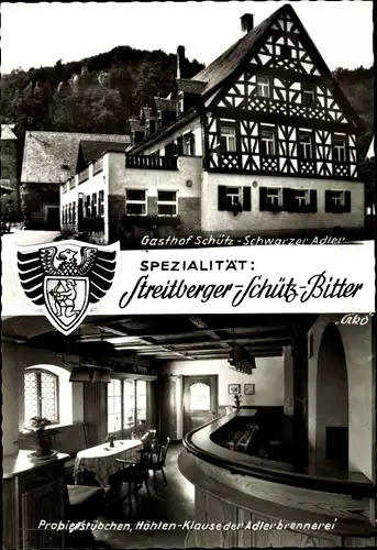 Ak Muggendorf Wiesenttal Fränkische Schweiz, Gasthof Schwarzer Adler, Probierstübchen Höhlen Klause