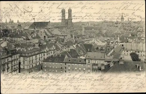 Ak München Bayern, Stadtbild, Vogelschau, Frauenkirche