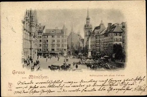 Ak München Bayern, Marienplatz, Altes Rathaus