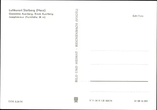 Ak Stolberg Südharz, Forsthaus und Gaststätte Auerberg, Kiosk, Josephskreuz