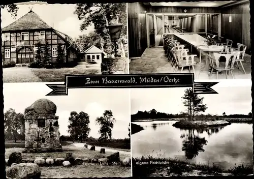 Ak Müden an der Örtze Faßberg Lüneburger Heide, Gasthaus und Pension "Zum Bauernwald", Kegelbahn