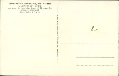 Ak Schmiedefeld Saalfeld an der Saale, Gästehaus zur Barbe