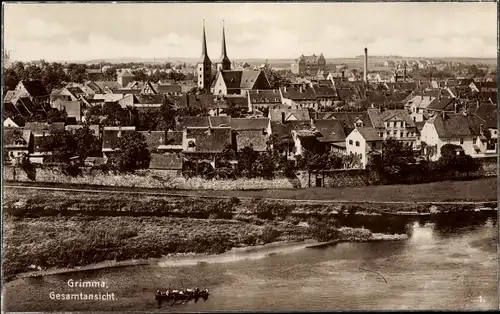 Foto Ak Grimma in Sachsen, Panorama, Ruderboot